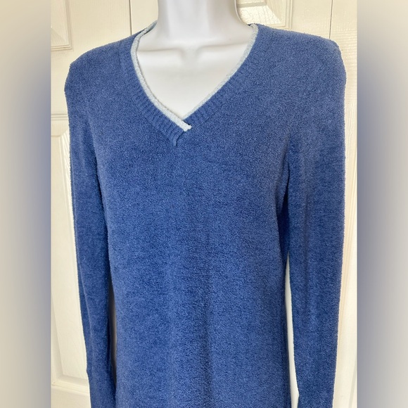 EXOFFICIO Blue 2 Toned Sweater Soft Knitt VNeck Pullover Layering Winter REI - Picture 2 of 9